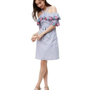 SALE! Loft Fiesta Striped Floral Crochet Embroidered Dress XS